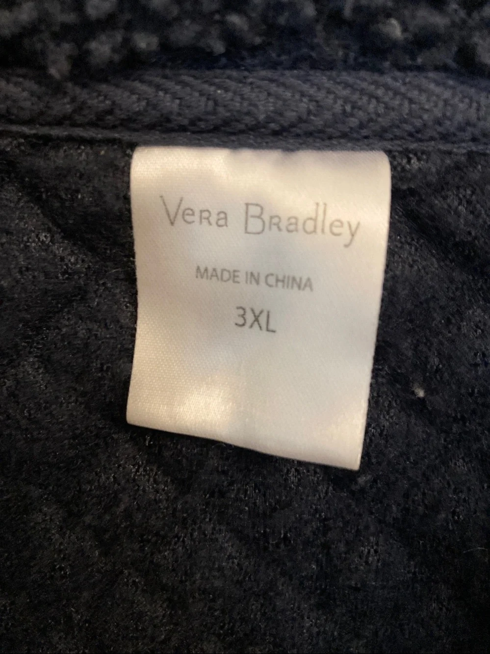 Vera Bradley Navy Sherpa Pullover with Teal Paisley Yoke - Picture 2 of 9